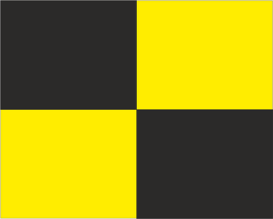 Black and Yellow Quarters 'SLOW/NO OVERTAKING' Road Race Flag