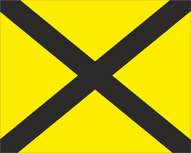 Yellow with Black X 'LAST LAP' Road Race Flag